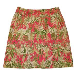 LILLY PULITZER VINTAGE ELEPHANT GIRAFFE PINK GREEN PENCIL SKIRT LINED SIZE 0
